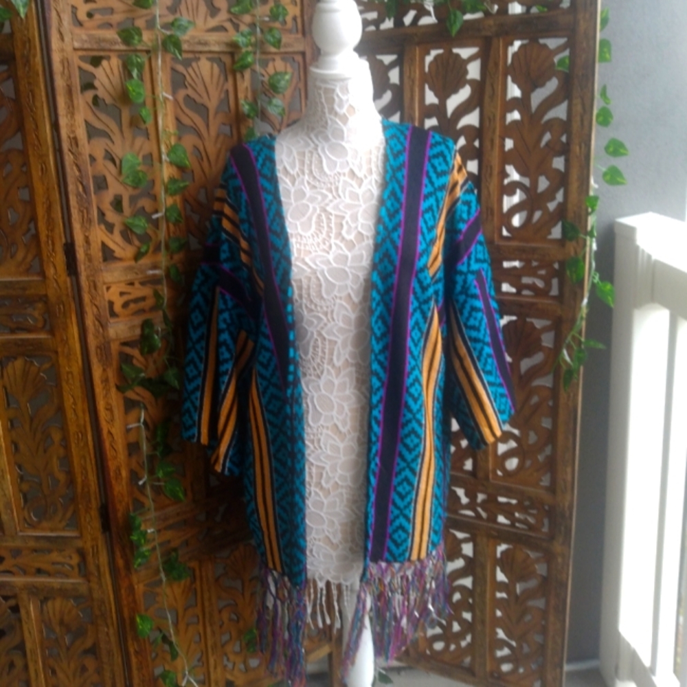 Wrangler Retro Western Boho style Cardigan with Fringe. Women's M.